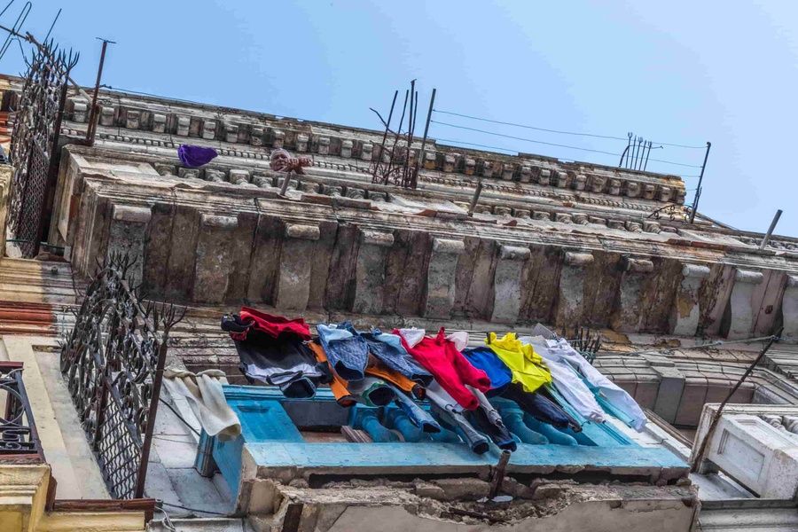 clothes hanging over local cuba house