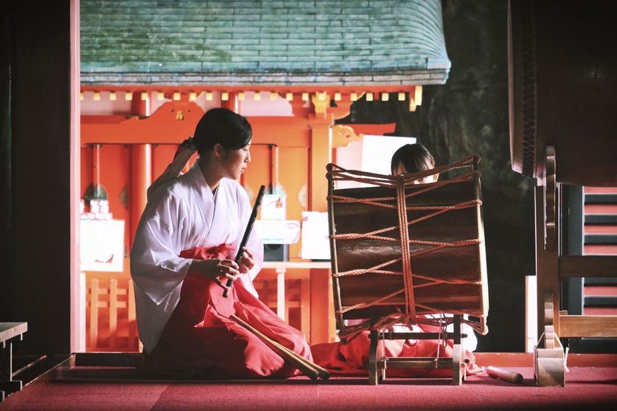 Woman playing drums in Japan