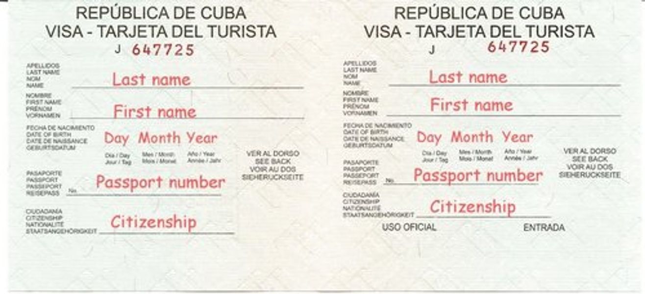 cuba tourist card application form