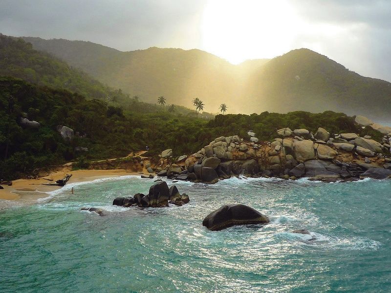 Tayrona Colombia sunset on the beach