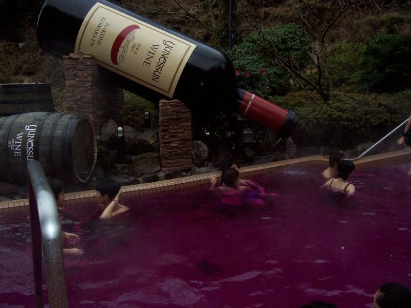 Among all the cool Tokyo attractions the Red Wine Hot Springs may be the most fun