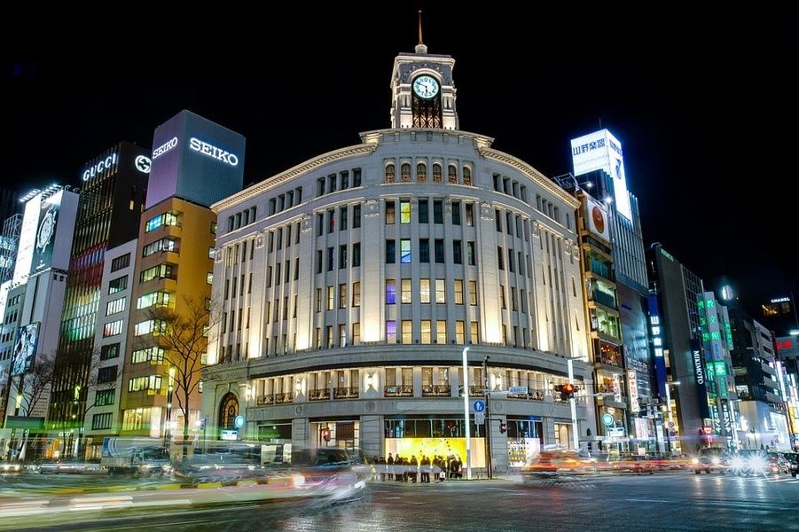 Full of glitzy stores, Ginza is one of the best places to stay in Japan for shopaholics 