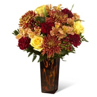 Thanksgiving flowers centerpieces yellow rose and marroon chrysanthemum centerpiece