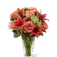 Thanksgiving flowers centerpieces light orange rose and lily thanksgiving centerpiece