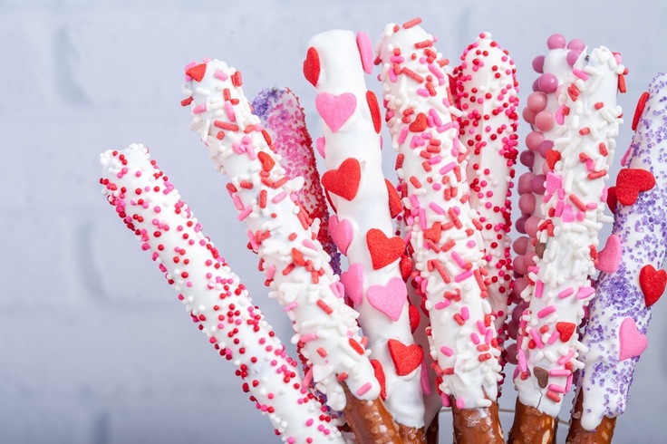 Valentine's Day Chocolate Covered Pretzel Rods