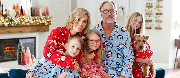 Family in penguin pajamas