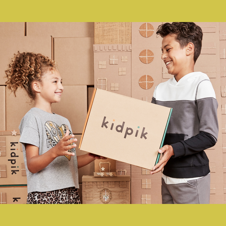 Boy and girl with kidpik clothing box