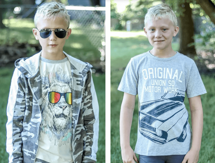 Boy in subscription outfits
