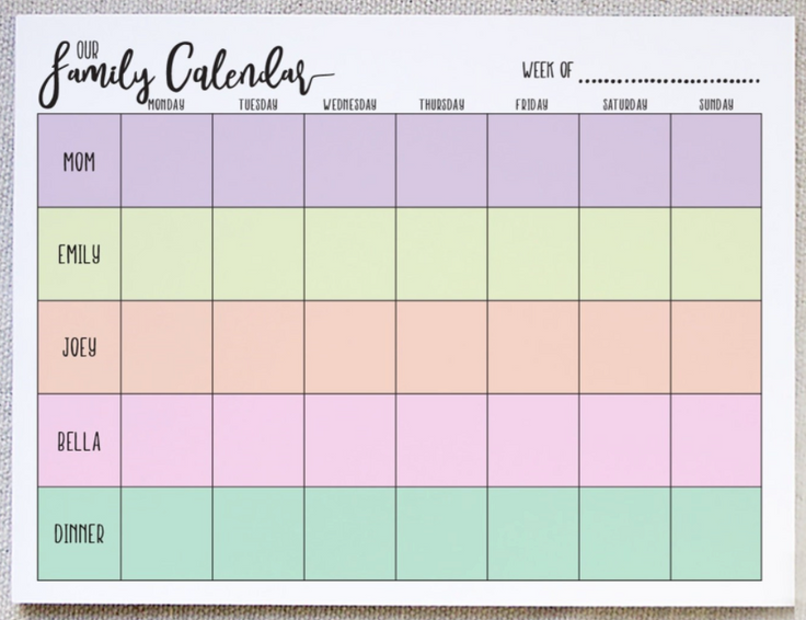 family calendar template