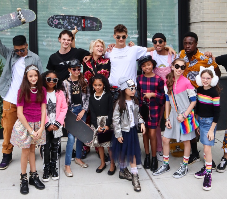 Group of kids with fashionable outfits