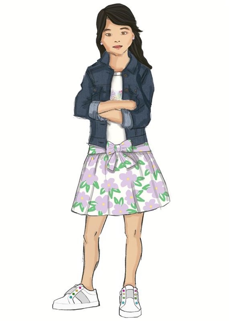 drawing of girl in kidpik clothing