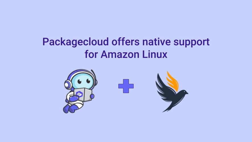 image with packagecloud mascot and amazon linux logo