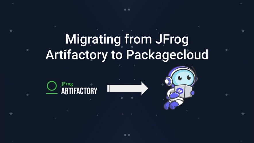 Logos of JFrog Artifactory and Packagecloud with an arrow in between